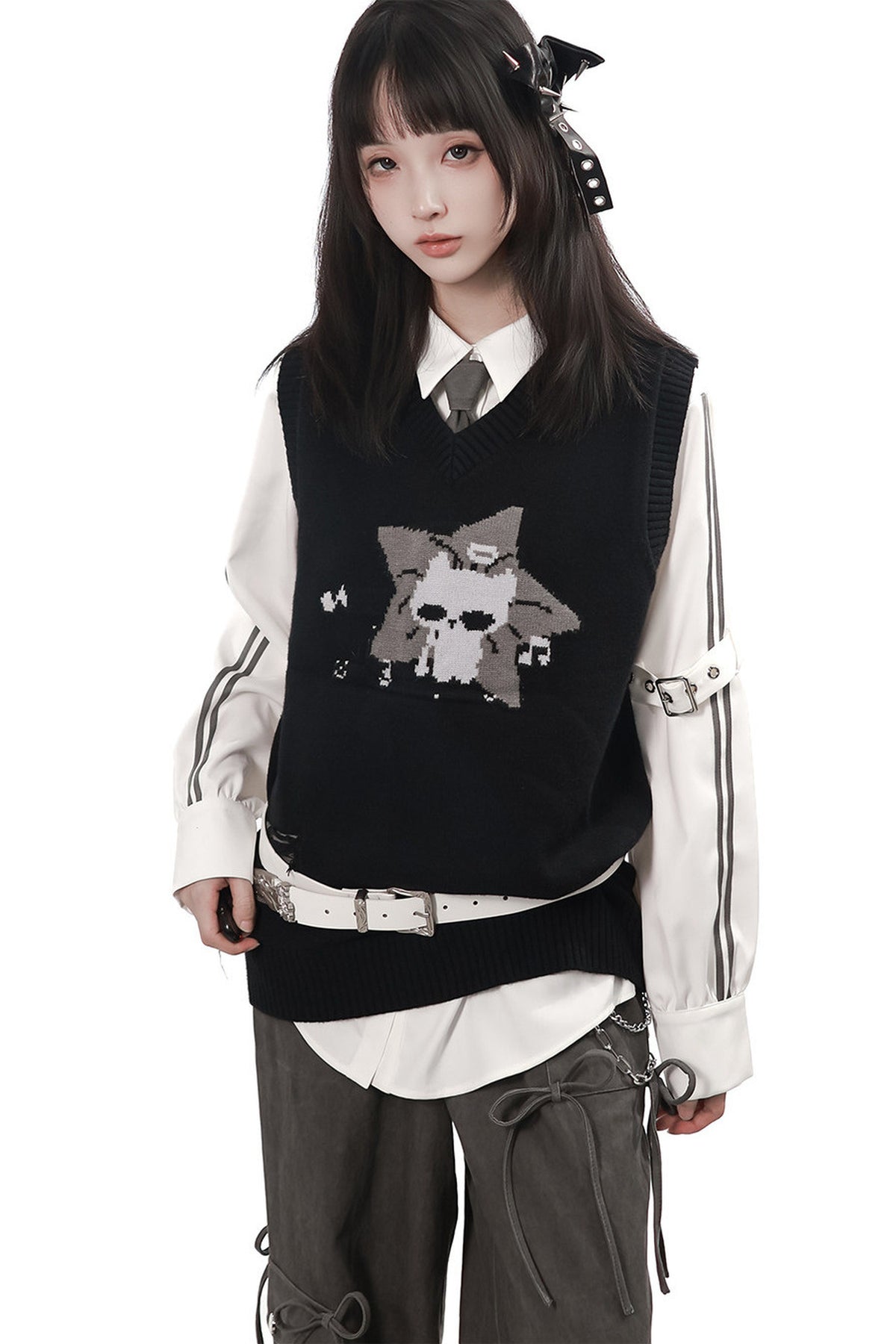 Interstellar Roaming Knit Sweater Vest With Tie and Pants Set-Up