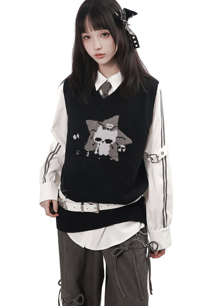 Interstellar Roaming Knit Sweater Vest With Tie and Pants Set-Up
