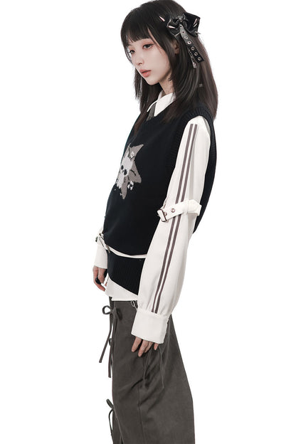 Interstellar Roaming Knit Sweater Vest With Tie and Pants Set-Up