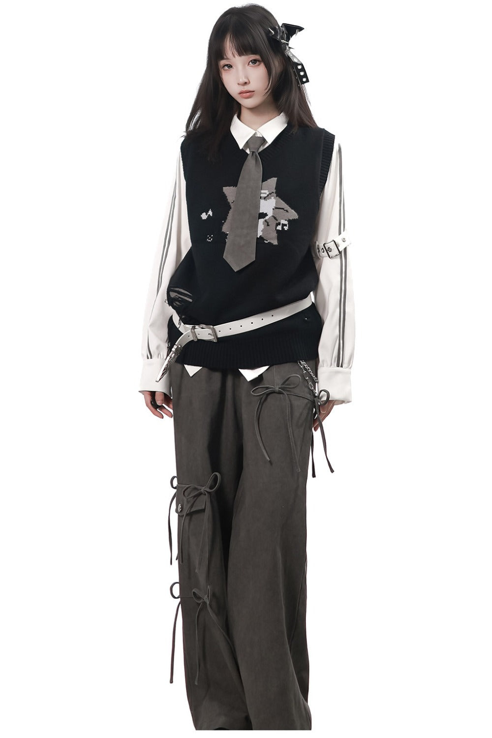 Interstellar Roaming Knit Sweater Vest With Tie and Pants Set-Up