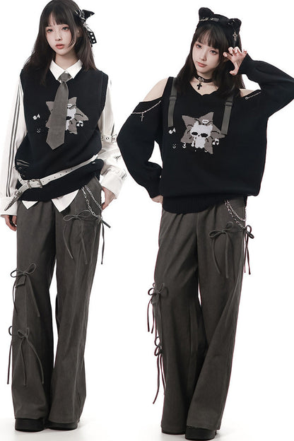 Interstellar Roaming Knit Sweater Vest With Tie and Pants Set-Up