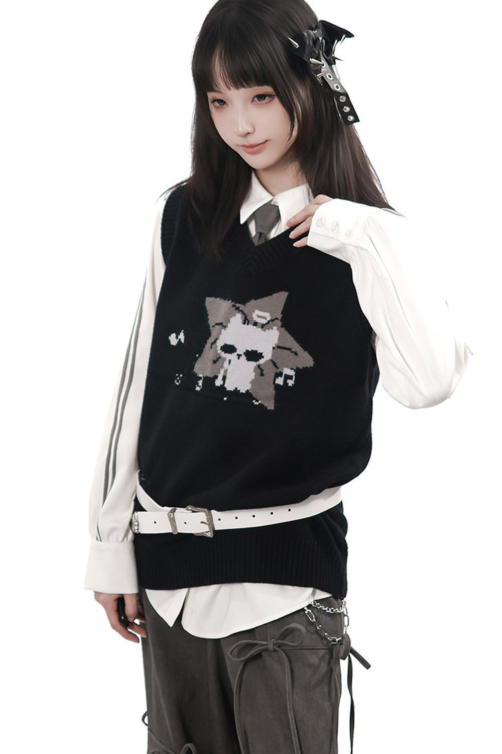 Interstellar Roaming Knit Sweater Vest With Tie and Pants Set-Up