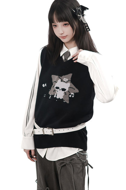 Interstellar Roaming Knit Sweater Vest With Tie and Pants Set-Up