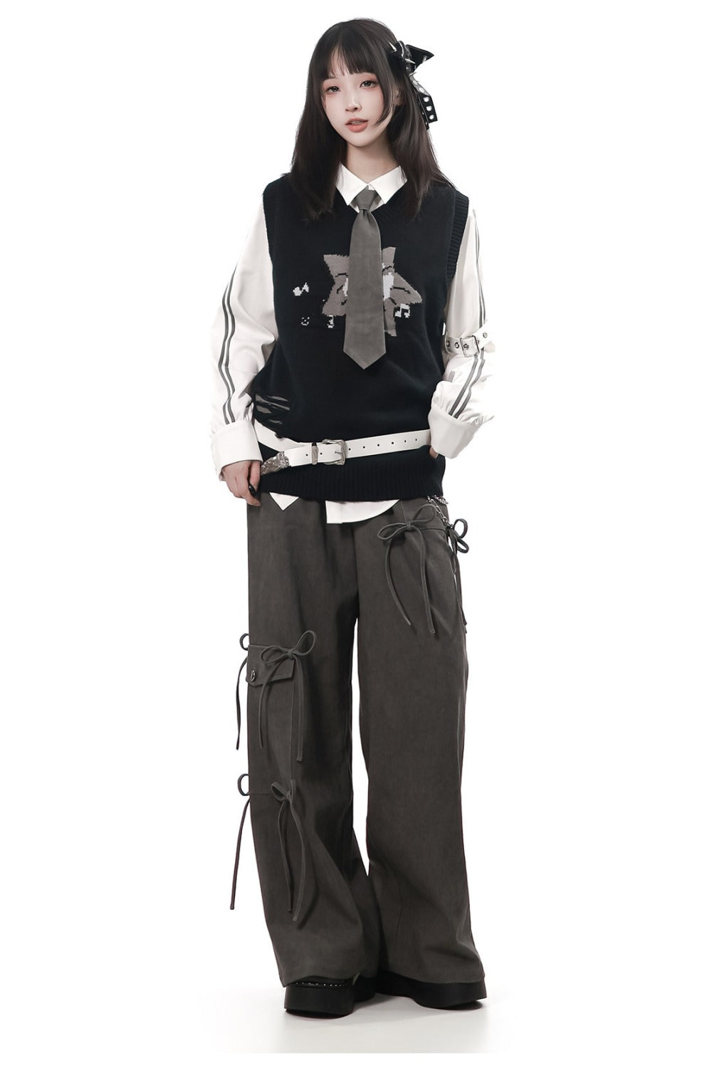 Interstellar Roaming Knit Sweater Vest With Tie and Pants Set-Up