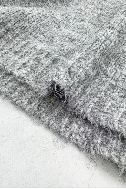 Gray Off-Shoulder Bow Sweater