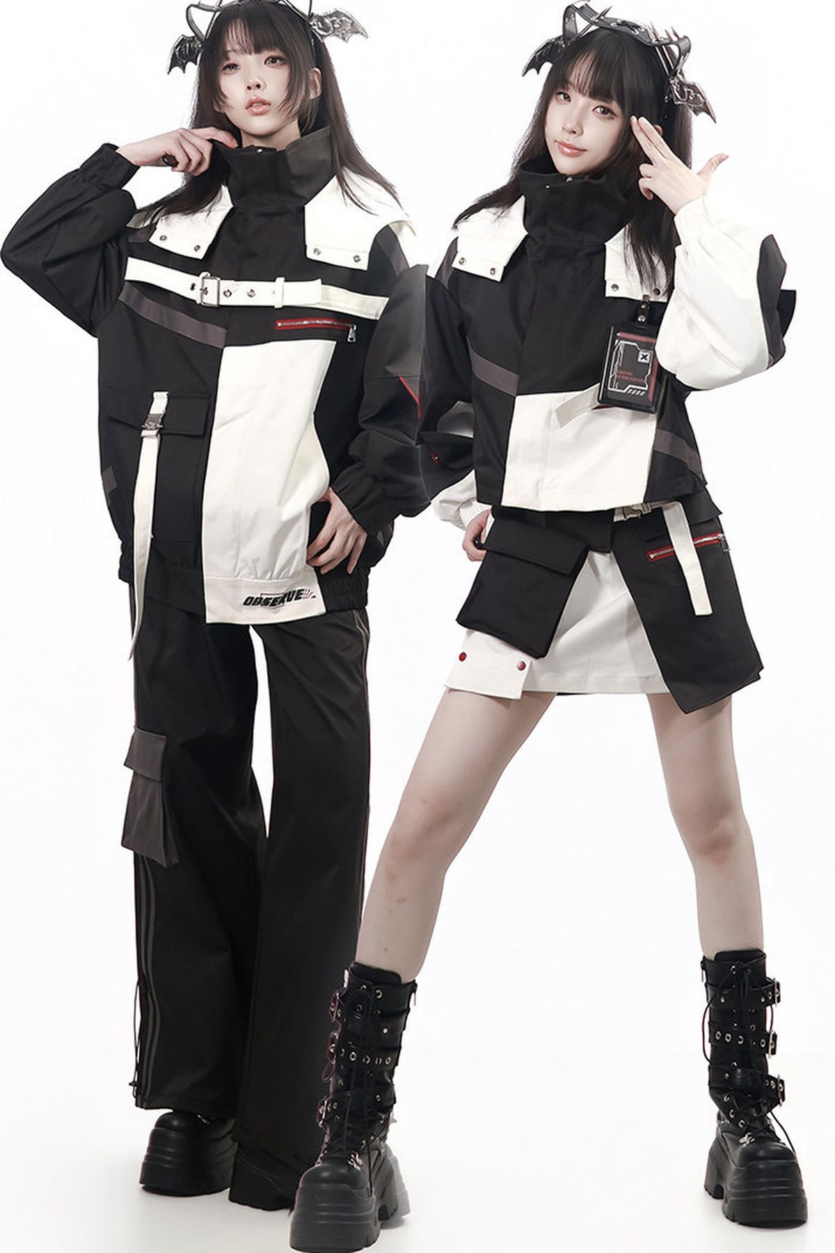 Galaxy Leap Color-Block Functional Jacket With Skirt Badge and Pants Set-Up