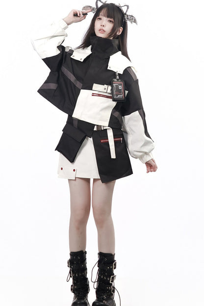 Galaxy Leap Color-Block Functional Jacket With Skirt Badge and Pants Set-Up
