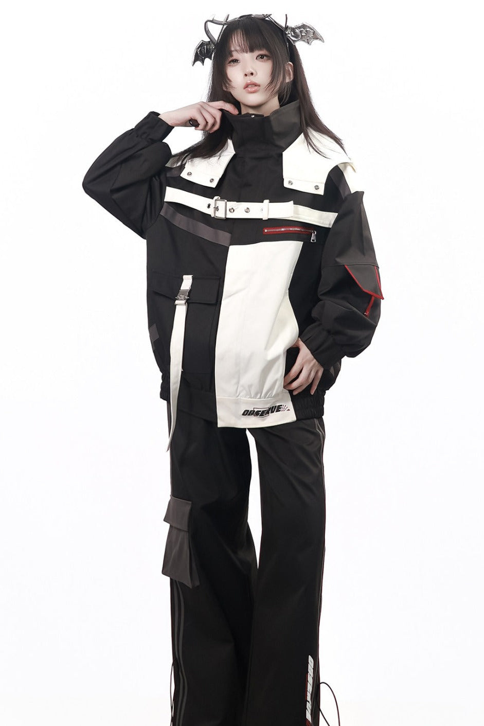 Galaxy Leap Color-Block Functional Jacket With Skirt Badge and Pants Set-Up