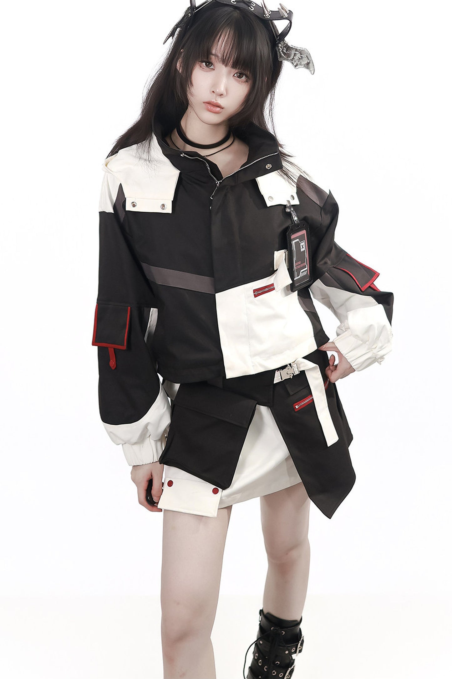 Galaxy Leap Color-Block Functional Jacket With Skirt Badge and Pants Set-Up
