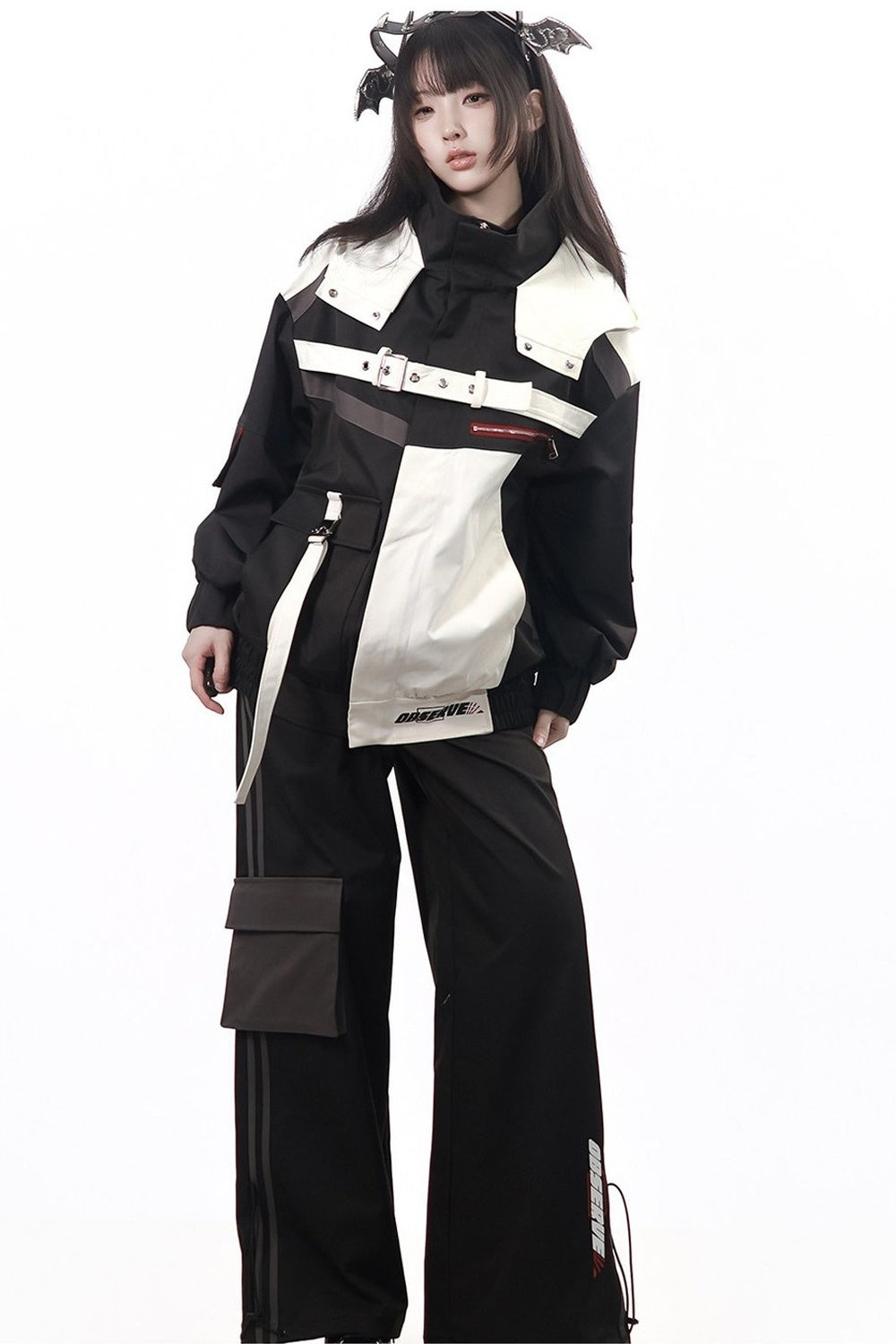 Galaxy Leap Color-Block Functional Jacket With Skirt Badge and Pants Set-Up