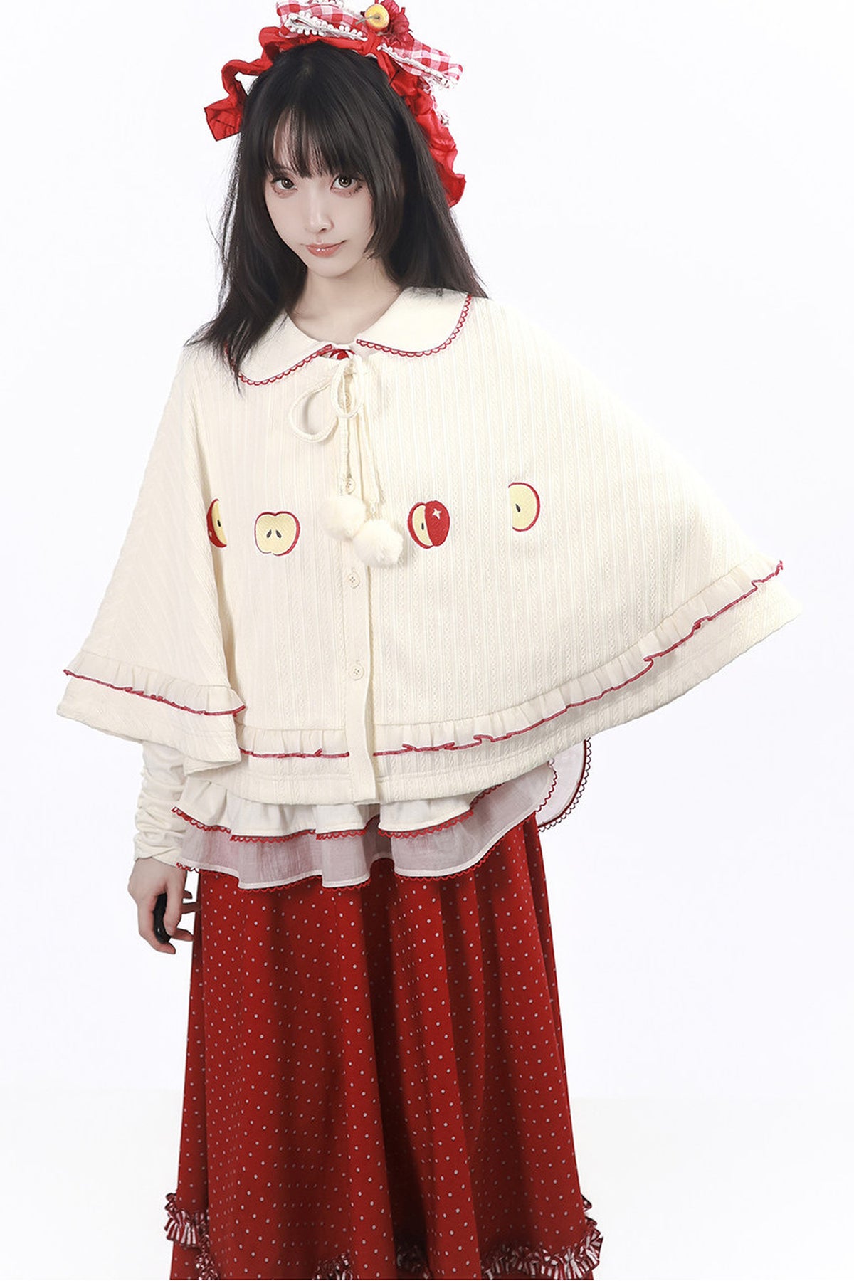 Knitted Cape And Polka Skirt Set-Up