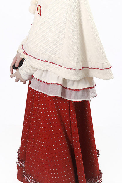 Knitted Cape And Polka Skirt Set-Up