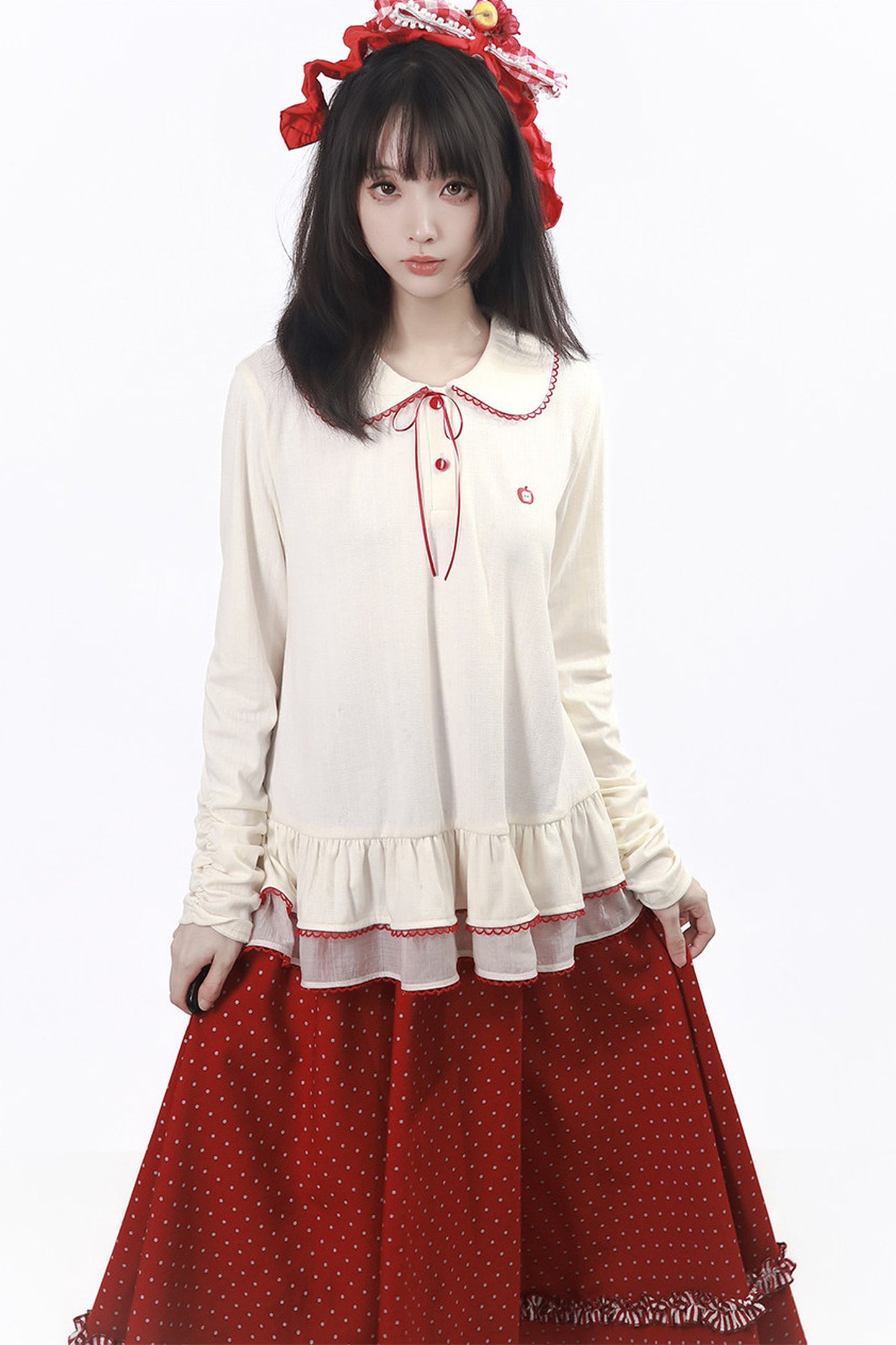 Knitted Cape And Polka Skirt Set-Up