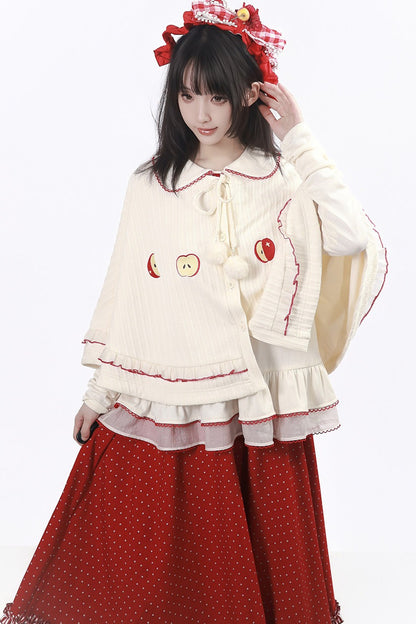 Knitted Cape And Polka Skirt Set-Up