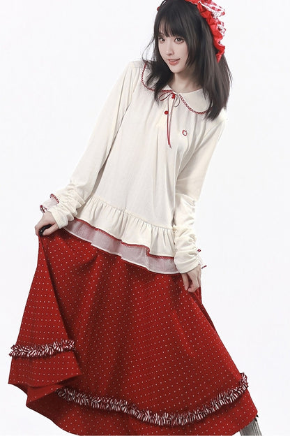Knitted Cape And Polka Skirt Set-Up