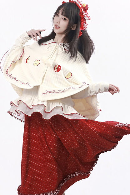 Knitted Cape And Polka Skirt Set-Up
