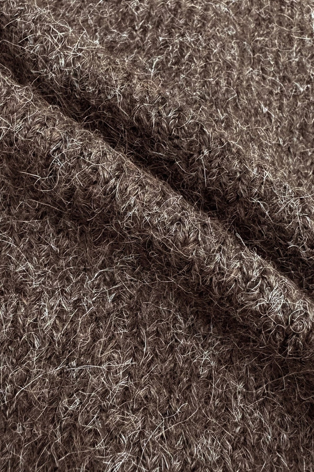 Brown Off-Shoulder Fur Collar Sweater