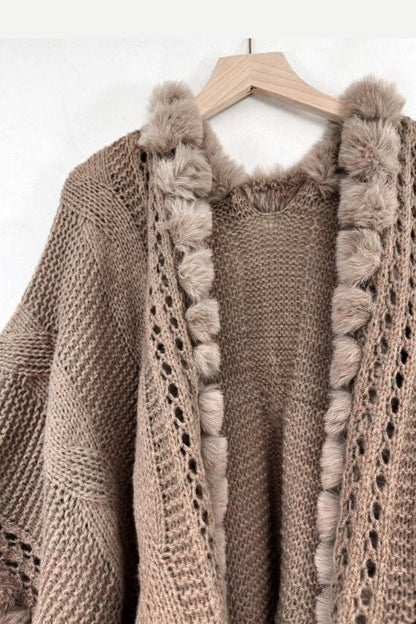 Brown Fuzzy Shawl Cardigan