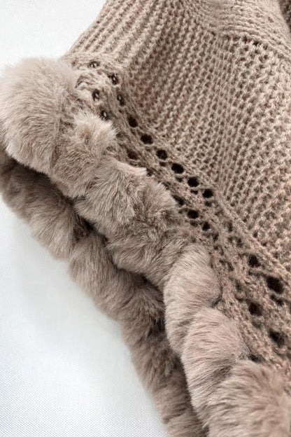 Brown Fuzzy Shawl Cardigan