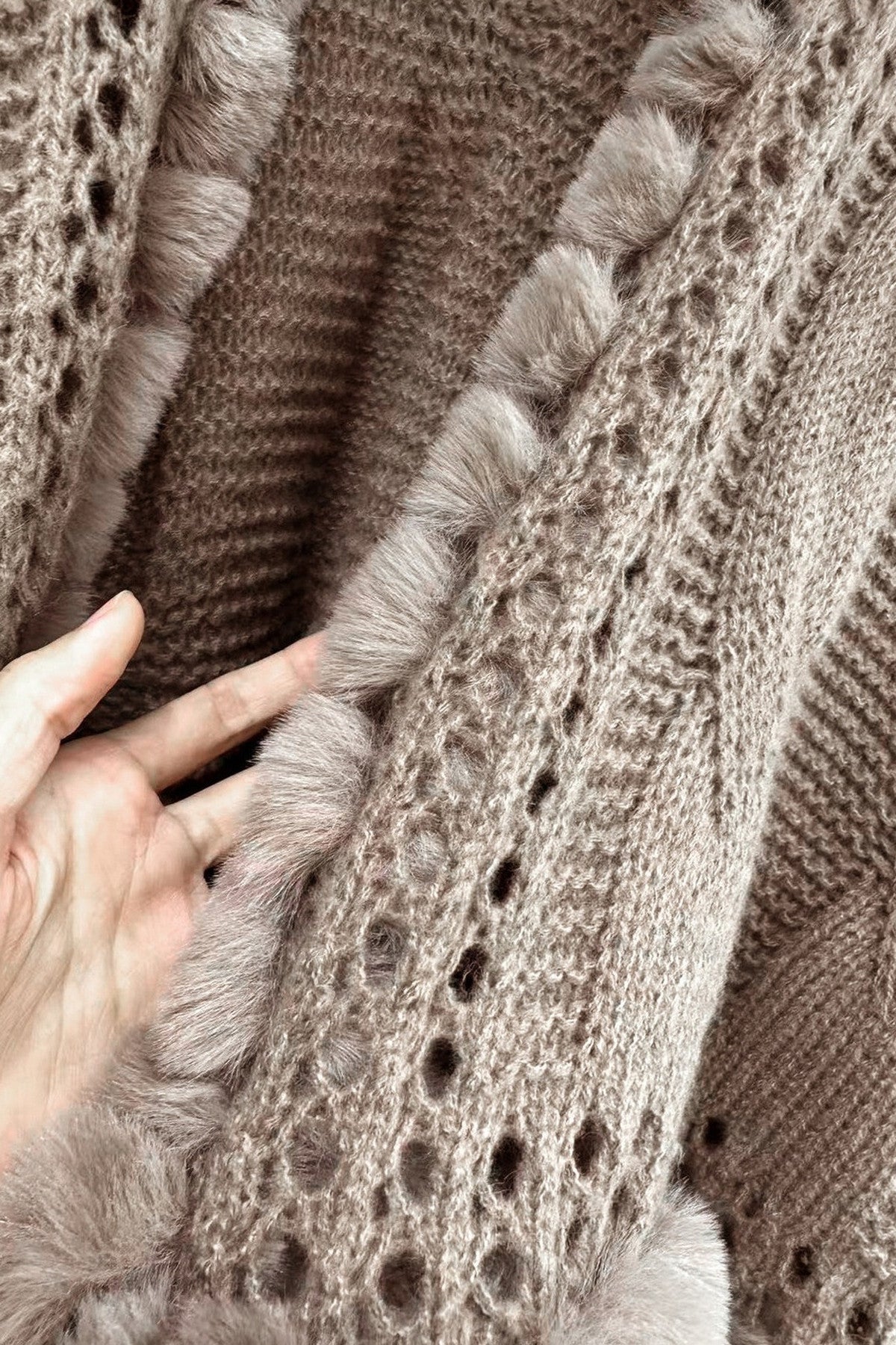 Brown Fuzzy Shawl Cardigan