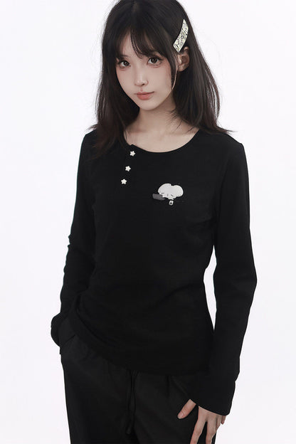 Three-Color Shawl Long-Sleeve