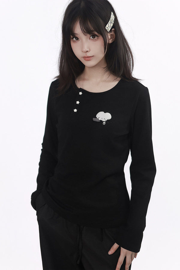 Three-Color Shawl Long-Sleeve