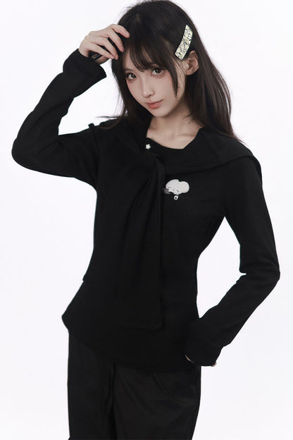 Three-Color Shawl Long-Sleeve
