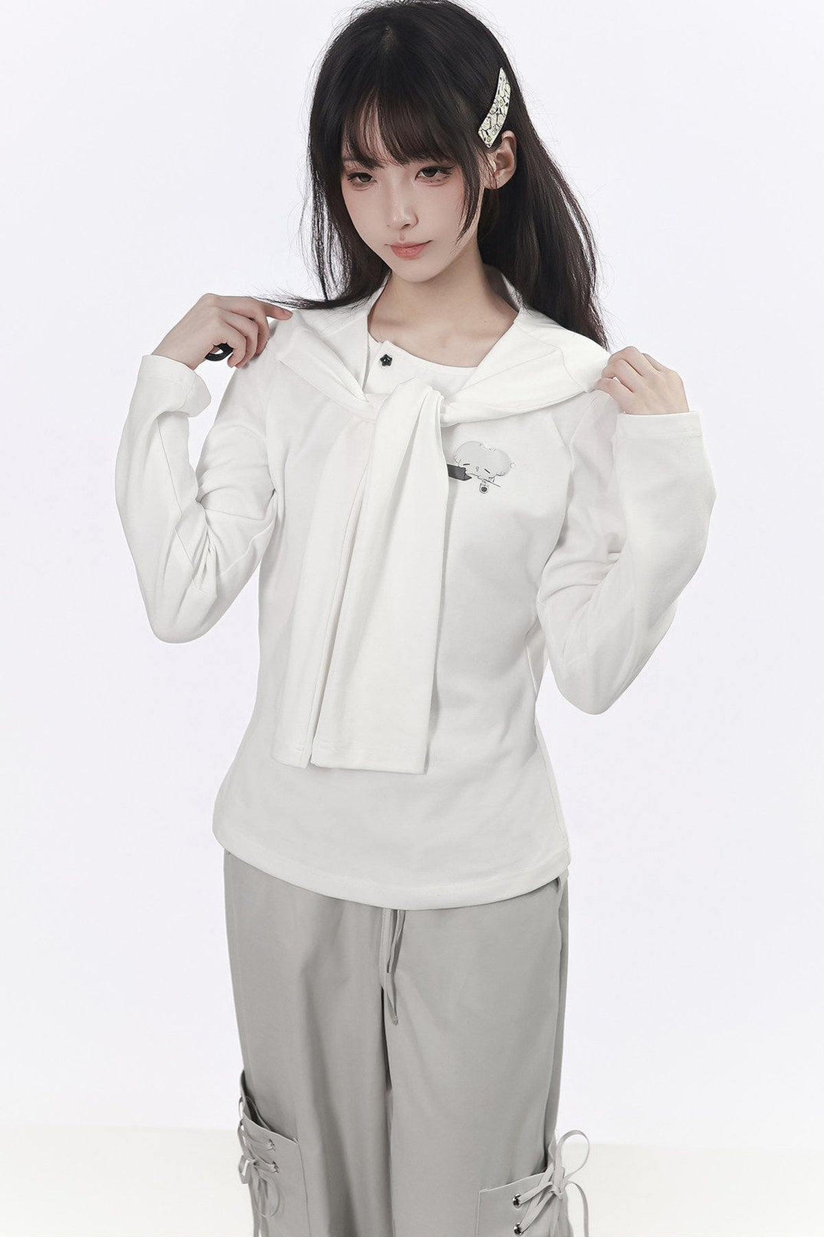Three-Color Shawl Long-Sleeve