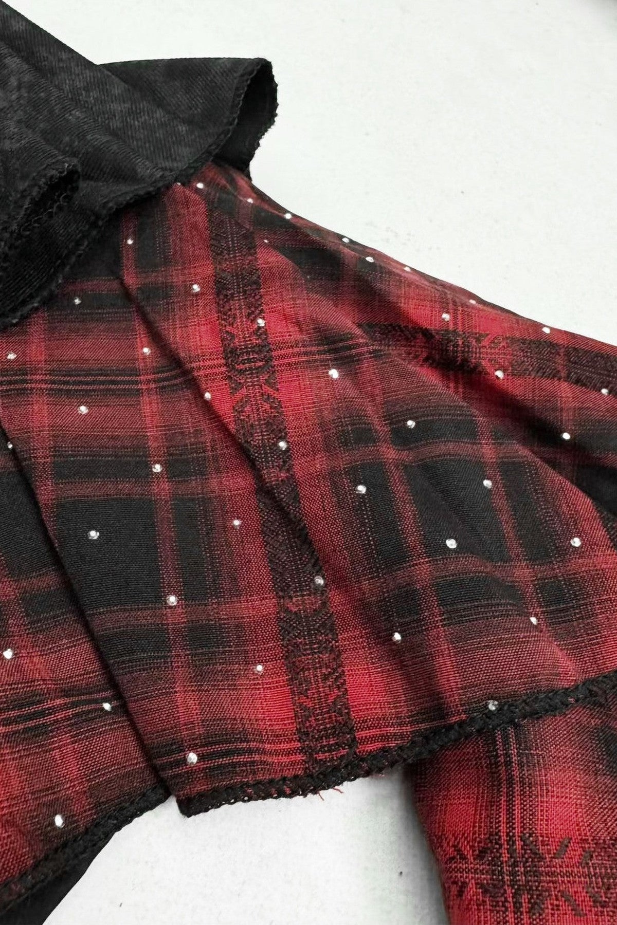 Y2K Red Plaid Irregular Skirt
