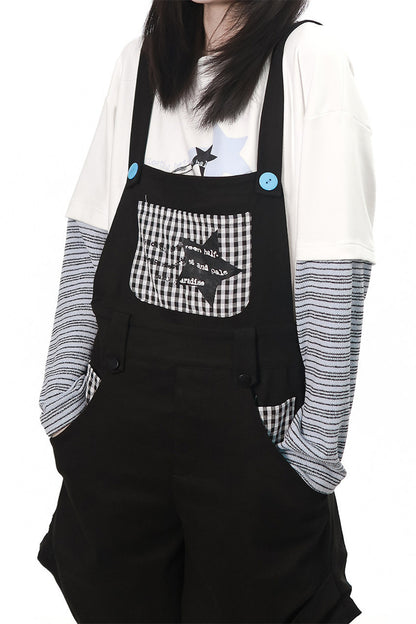 Graffiti Overalls and Striped Top Set-Up