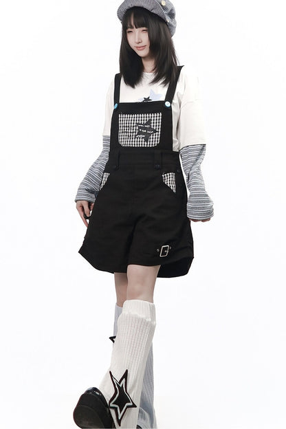 Graffiti Overalls and Striped Top Set-Up