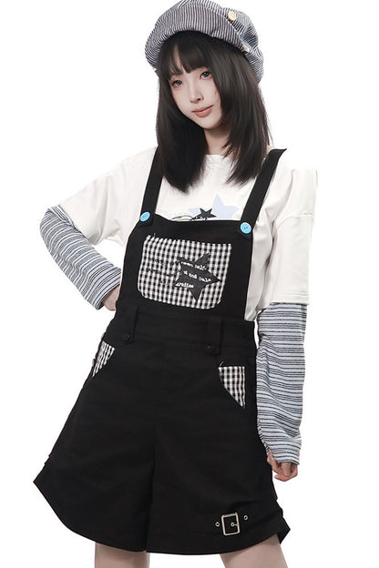 Graffiti Overalls and Striped Top Set-Up
