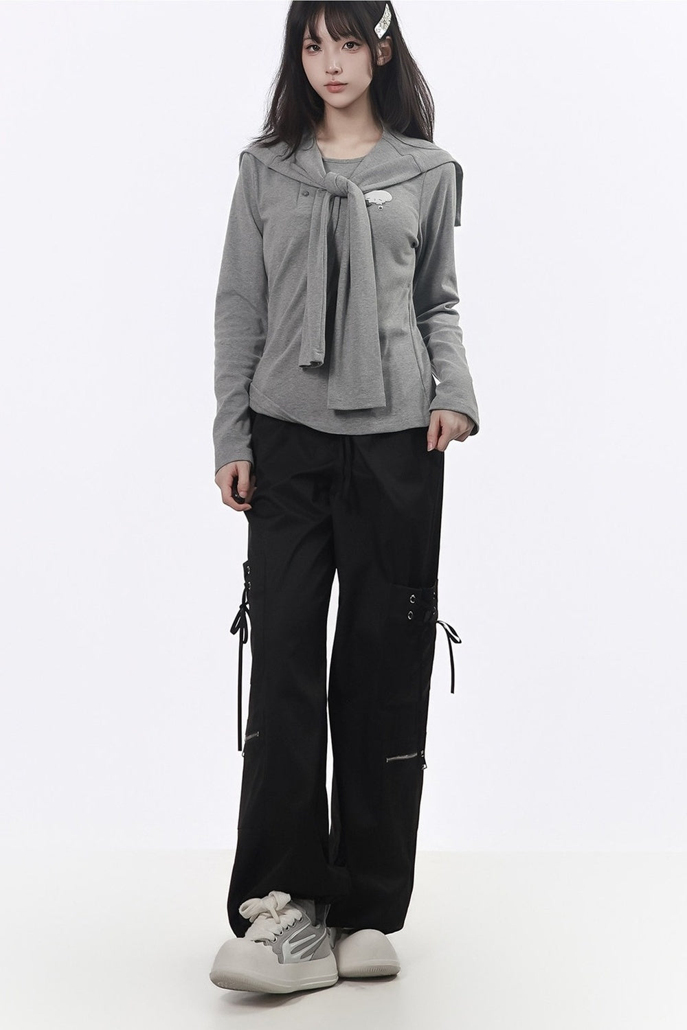 Strapped Wide-Leg Cargo Pants