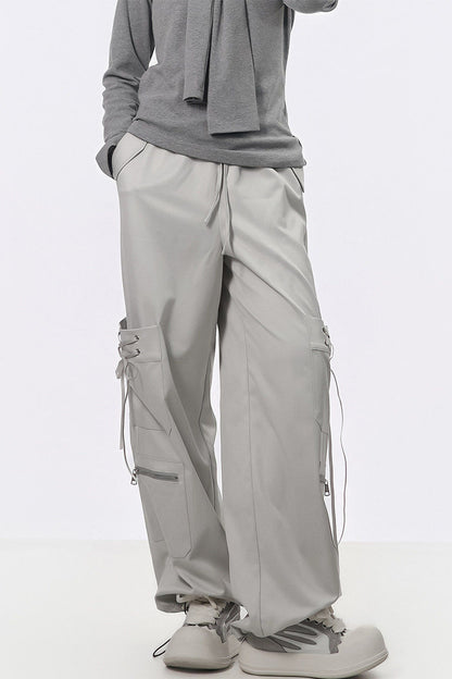 Strapped Wide-Leg Cargo Pants