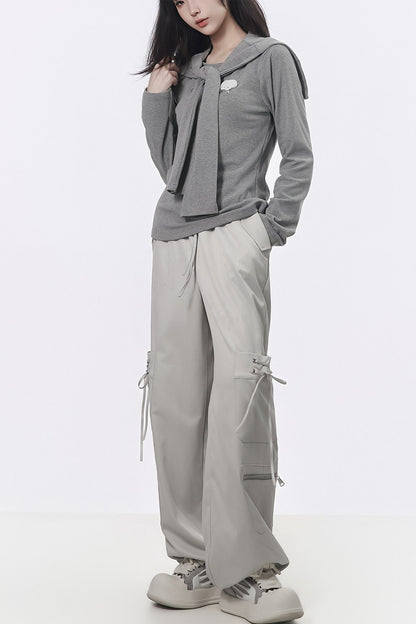 Strapped Wide-Leg Cargo Pants