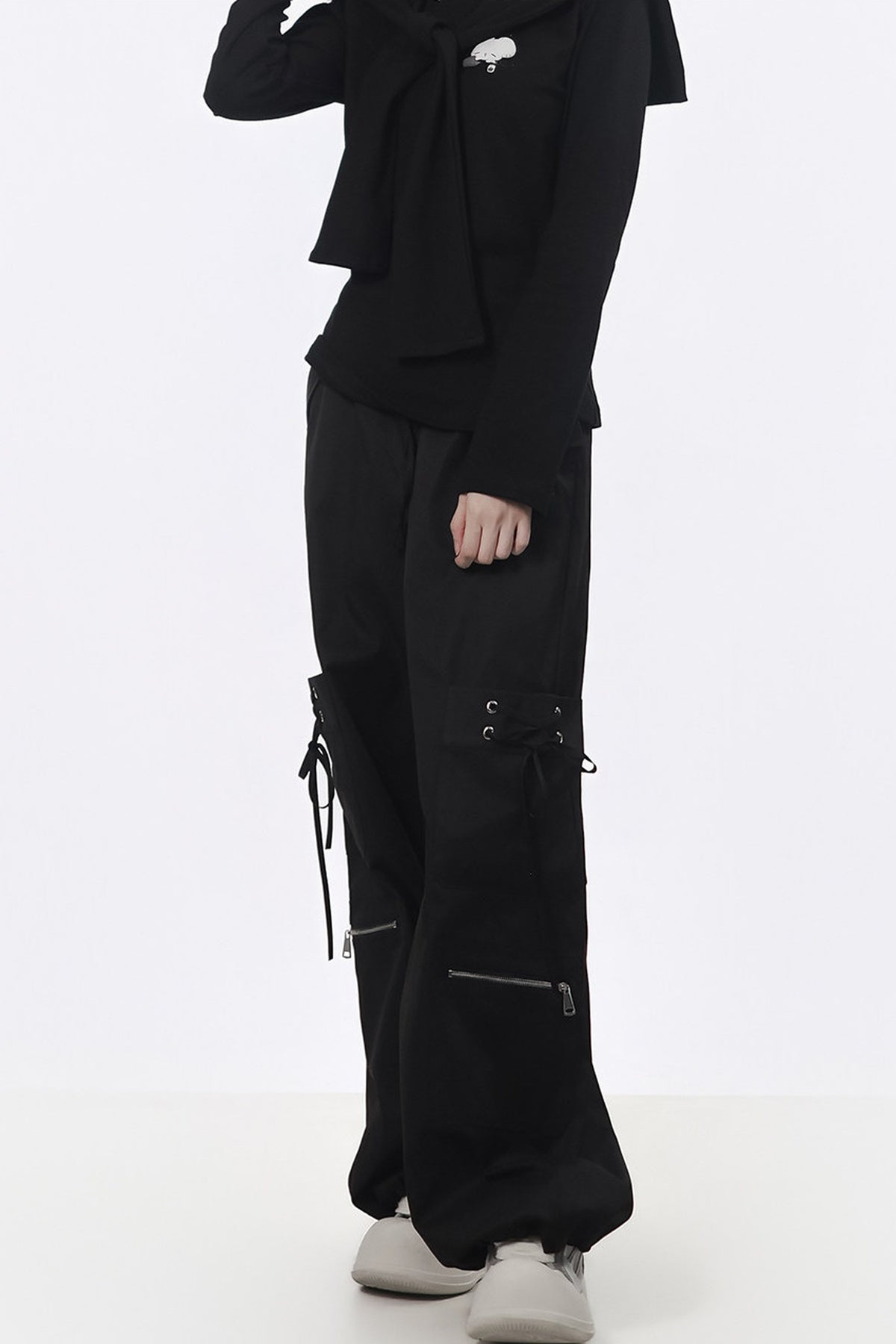 Strapped Wide-Leg Cargo Pants