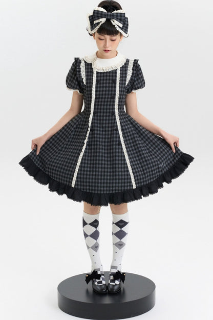 おとぎの国のドールチェックロリータドレス