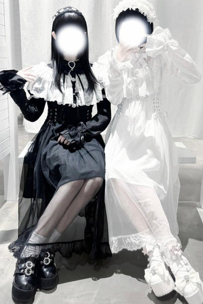 Elegant Lace Cape Long Dress