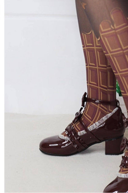 Medias lolita con lazo de chocolate dulce
