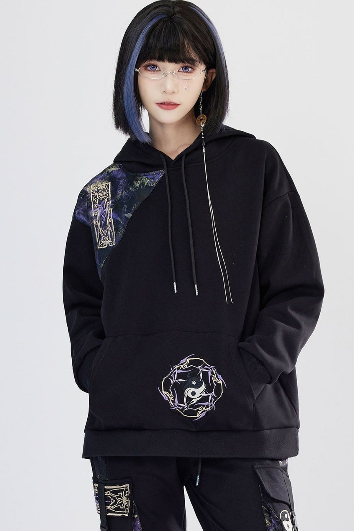 Embroidered Fleece Hoodie and Pants Set-Up
