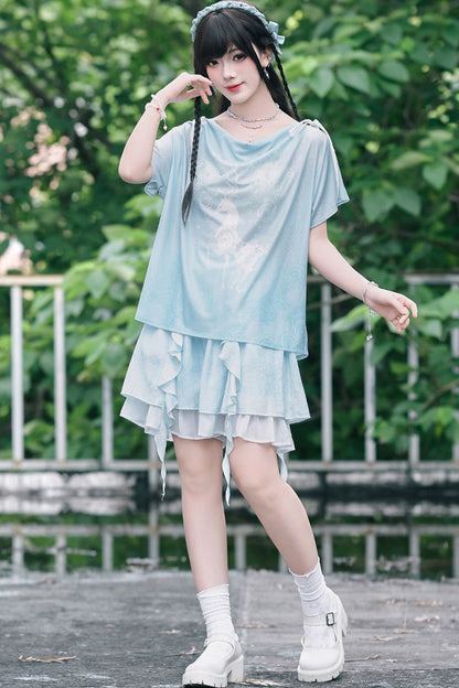 Chiffon-Set im China-Stil mit Hirsch-Print