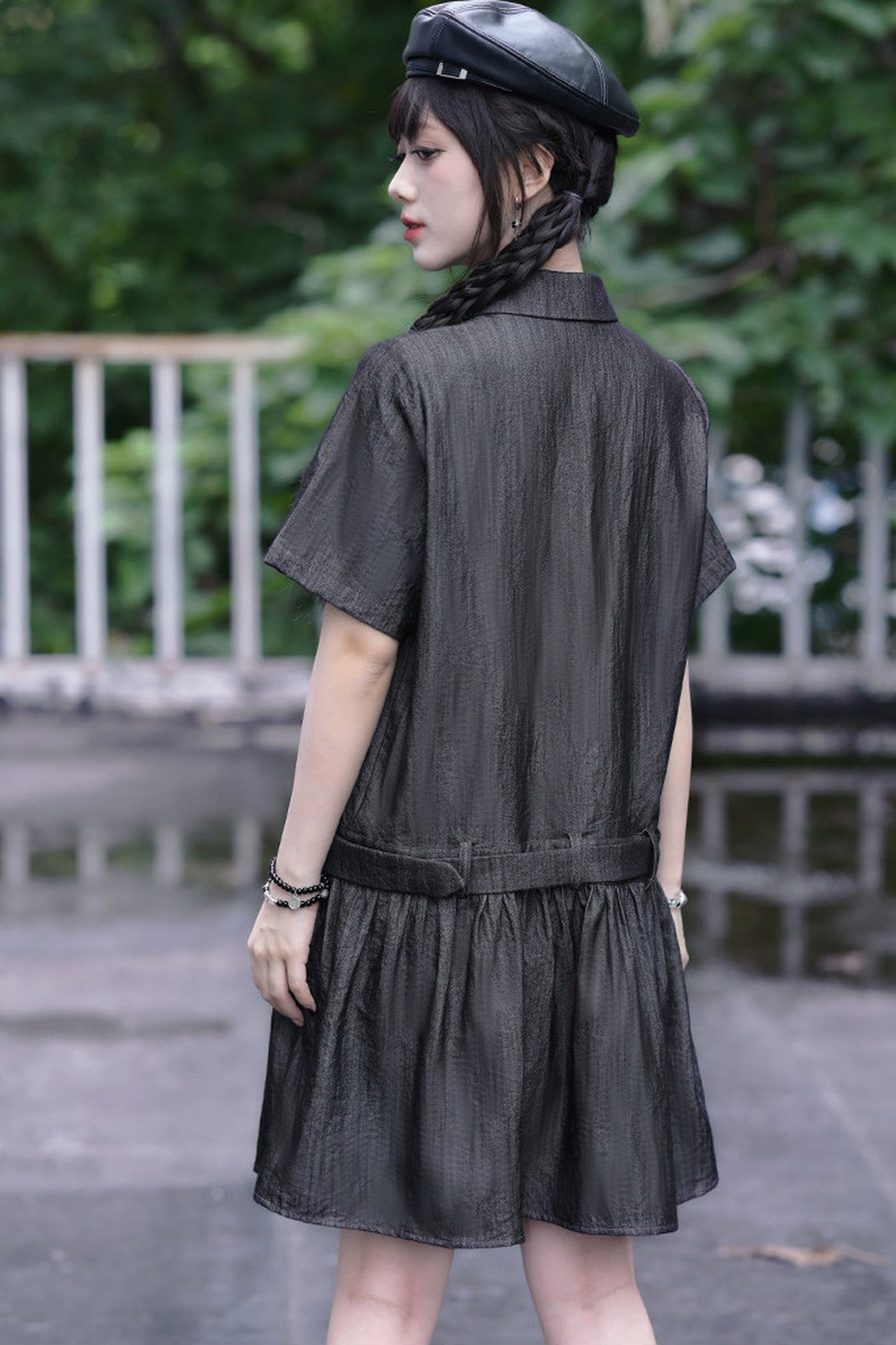 Vintage-Retro-Rüschen-Hemdkleid