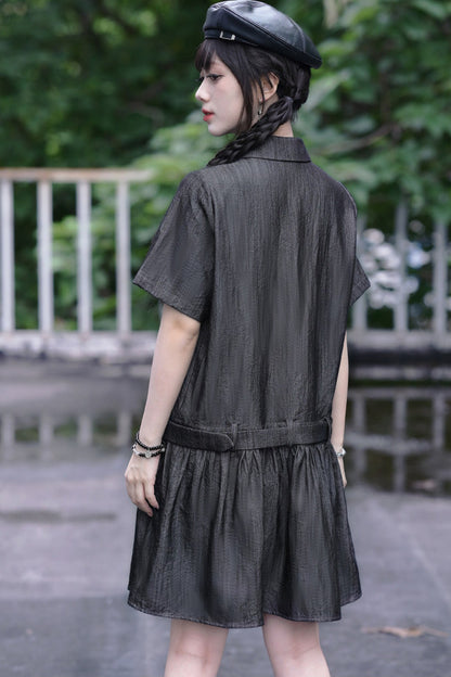Vintage-Retro-Rüschen-Hemdkleid