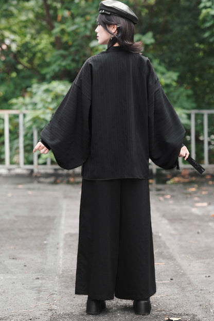 Loose Black Lace Trim Embroidery Tassel Cardigan
