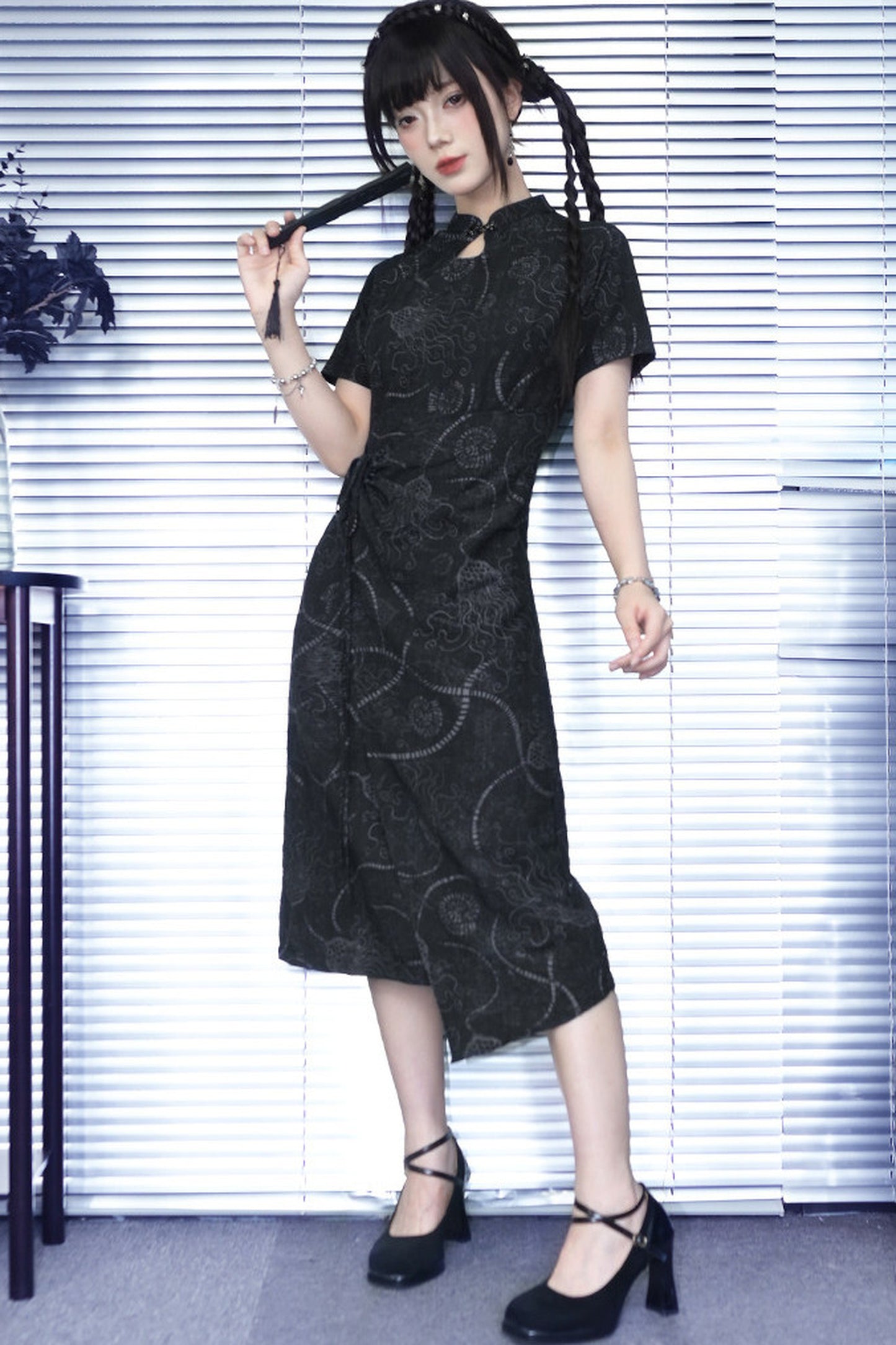 Deep Sea Print Qipao Dress