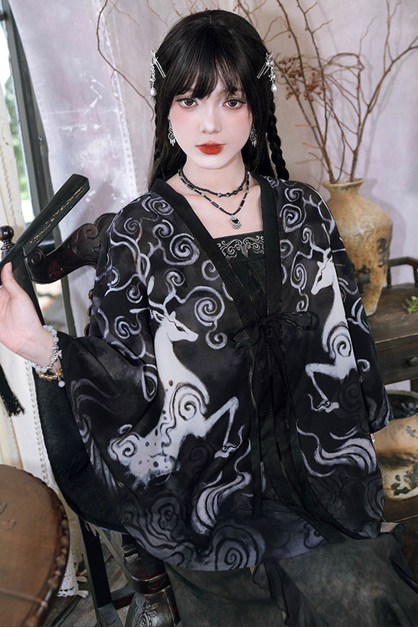 和柄チャイナシフォンケープ