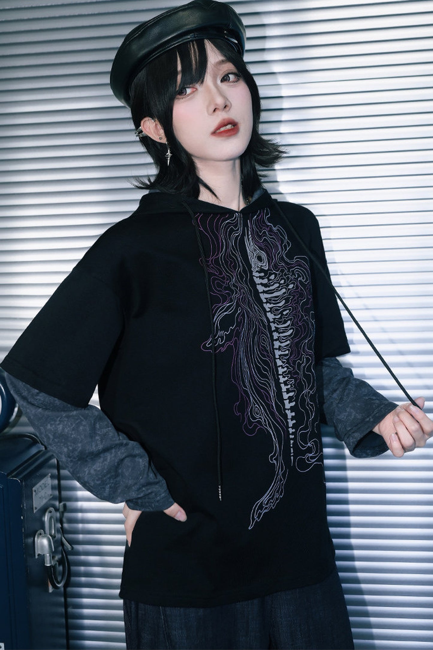 Whale Fall Hand-Painted Print Hooded T-Shirt