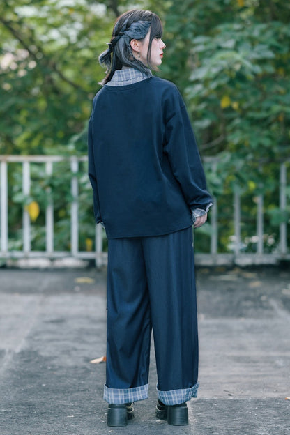 씨 엔젤 체크 셔츠 칼라 티셔츠