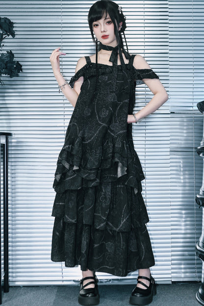 深海モチーフフリルオフショルトップス