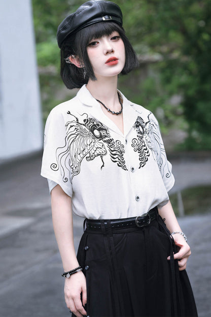 해골 나비 다크 스트리트 셔츠
